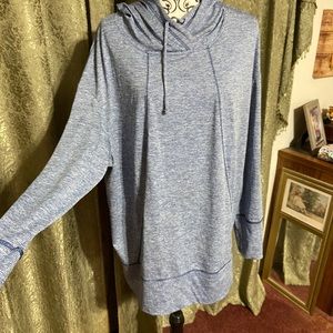 Long sleeve hooded shirt with thumb holes 1X